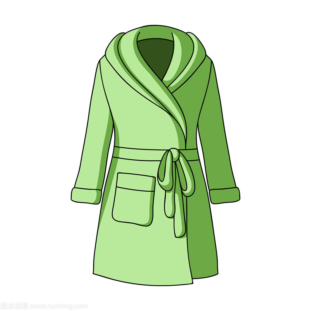 沐浴后的綠色女式禮服。婦女的家居服。女人的衣服單卡通風(fēng)格矢量符號(hào)股票圖中的圖標(biāo)